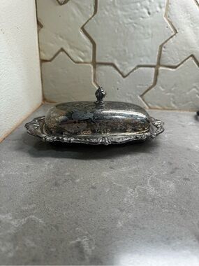 Silver Plated Butter Dish with Decorative Lid
